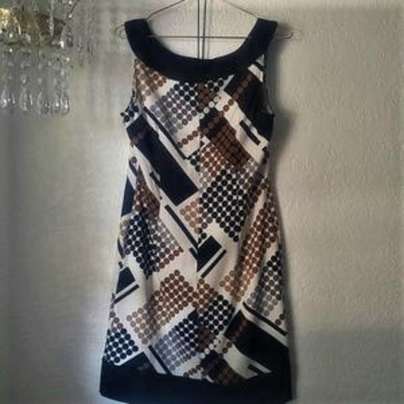 Connected Apparel Polyester Spandex Abstract Sheath Center Zip Sleeveless Dress - Picture 5 of 5